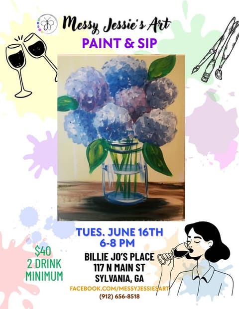 Paint and Sip with Messy Jessie's Art at Billie-Jo's Place